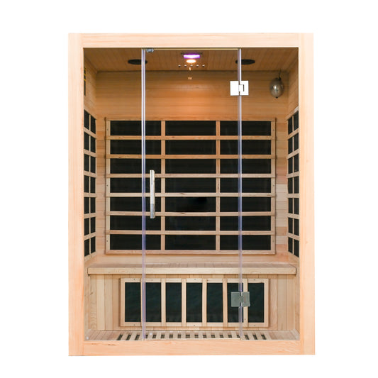 3-Person Luxury Full Glass Far-Infrared Sauna 9 Carbon Heater 2360W Full Glass Front Panel