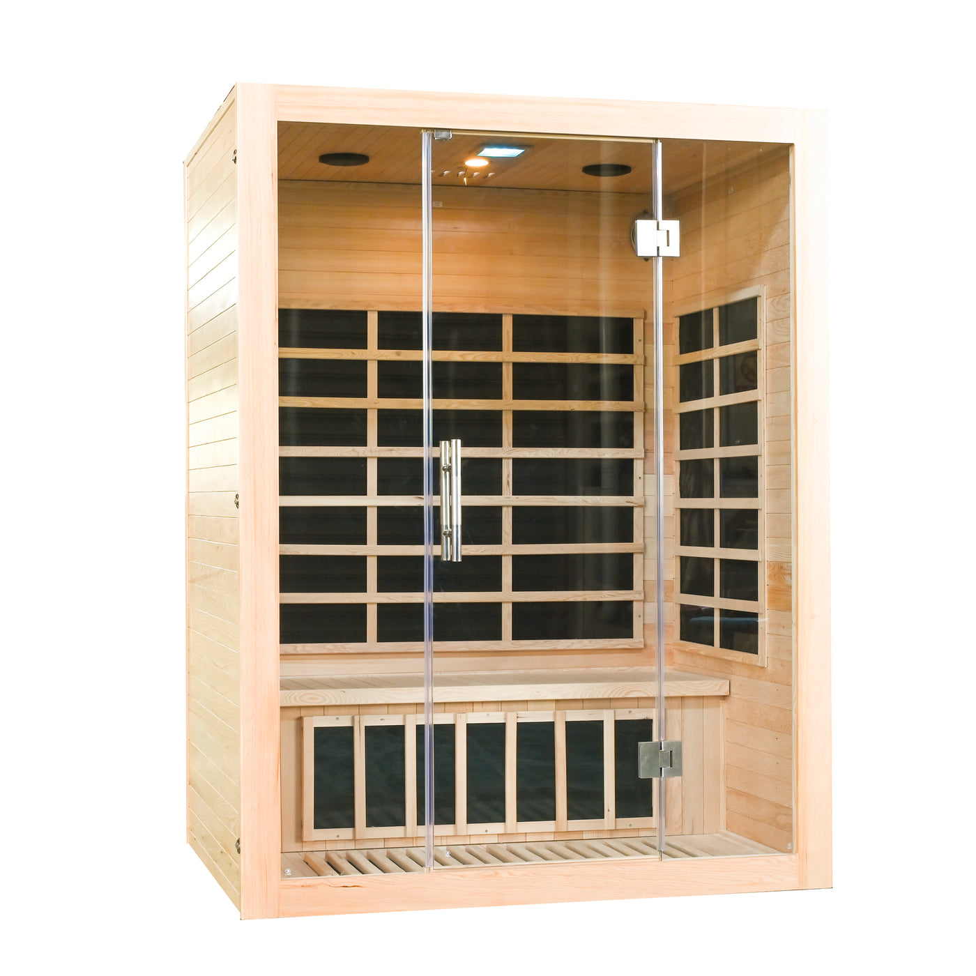 Greenland 3-Person Luxury Far-Infrared Sauna 9 Carbon Heater 2250W Full Glass Front Panel 3Yr Warranty