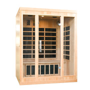 Greenland 3-Person Luxury Far-Infrared Sauna 9 Carbon Heater 2250W Full Glass Front Panel