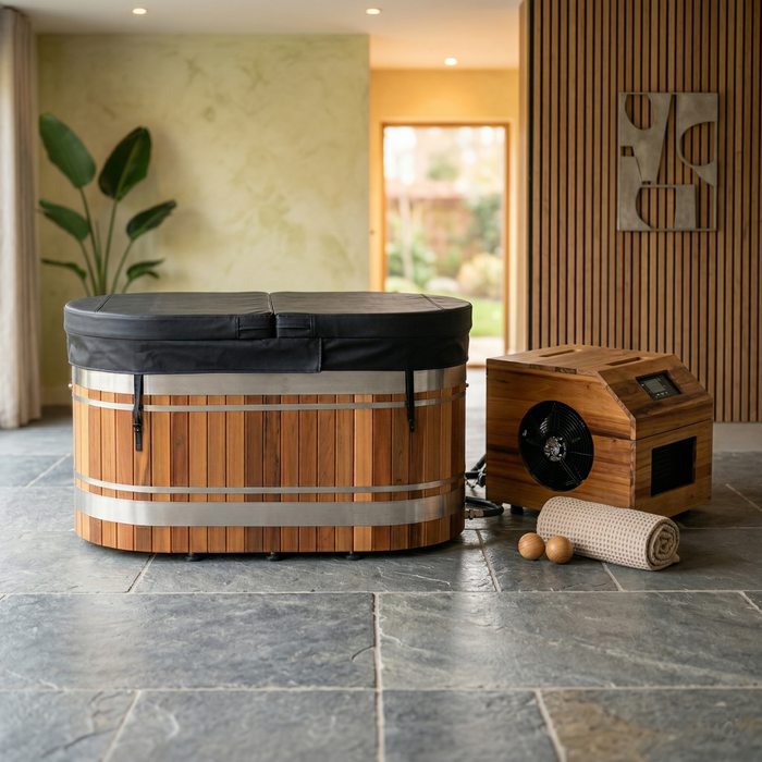 Ultimate Recovery Ice Bath Tub  Red Cedar & 304 Stainless Steel with Chiller 135 x 65 x 75cm
