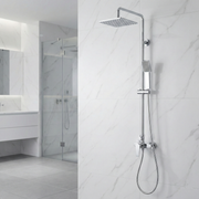 2-Function Shower Column Set  Square Rain Shower & Handheld with Adjustable Rail