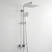 2-Function Shower Column Set  Square Rain Shower & Handheld with Adjustable Rail