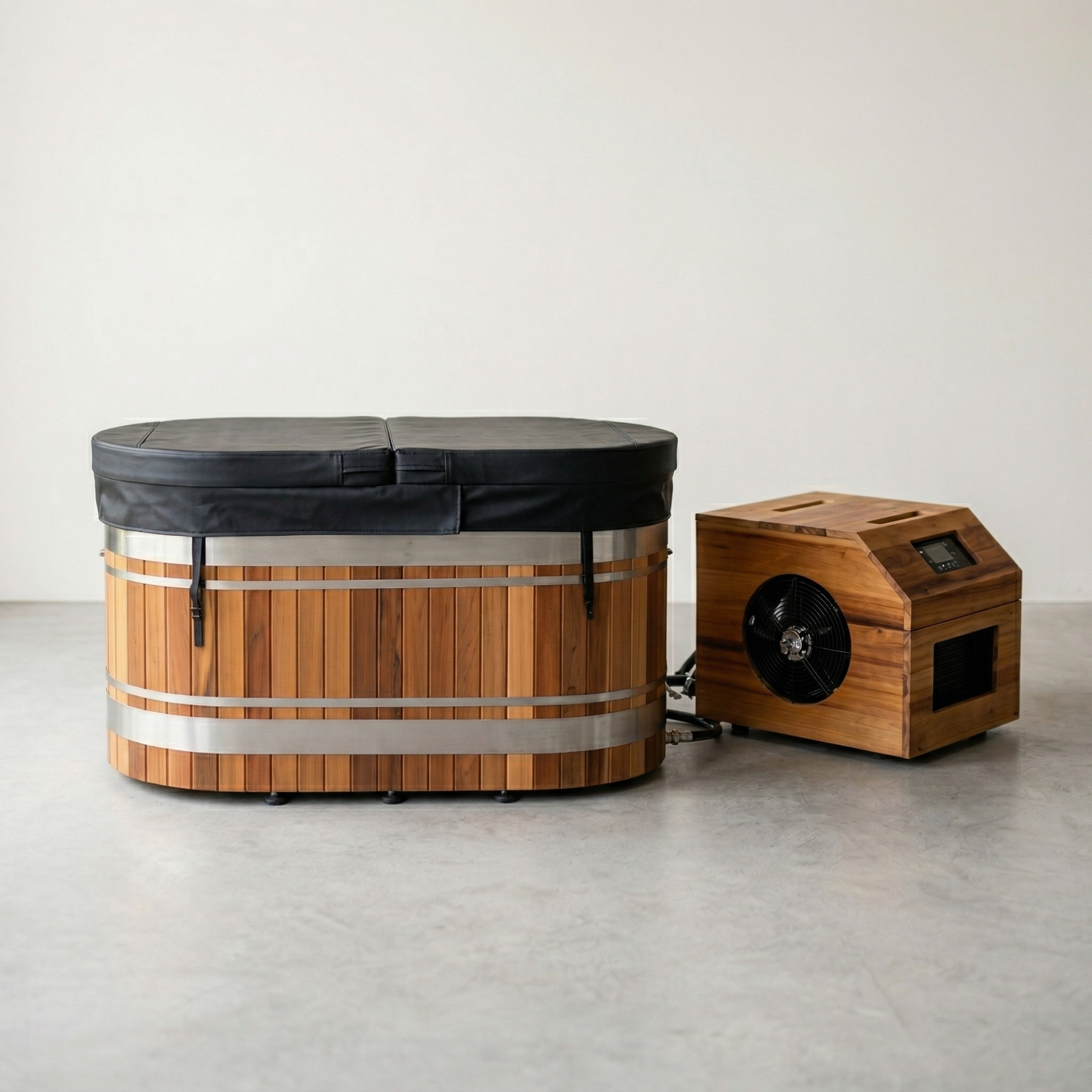 Ultimate Recovery Ice Bath Tub  Red Cedar & 304 Stainless Steel with Chiller 135 x 65 x 75cm