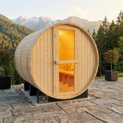 Greenland Outdoor 2 Person Traditional Barrel Finnish Steam Sauna 4500w 1.8x1.2m Hemlock