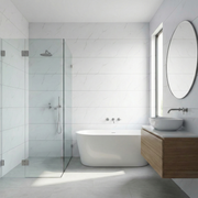 Tongue and Groove Interlocking Hollow Waterproof PVC Panels-600mm Width White Carrera Marble Tiles