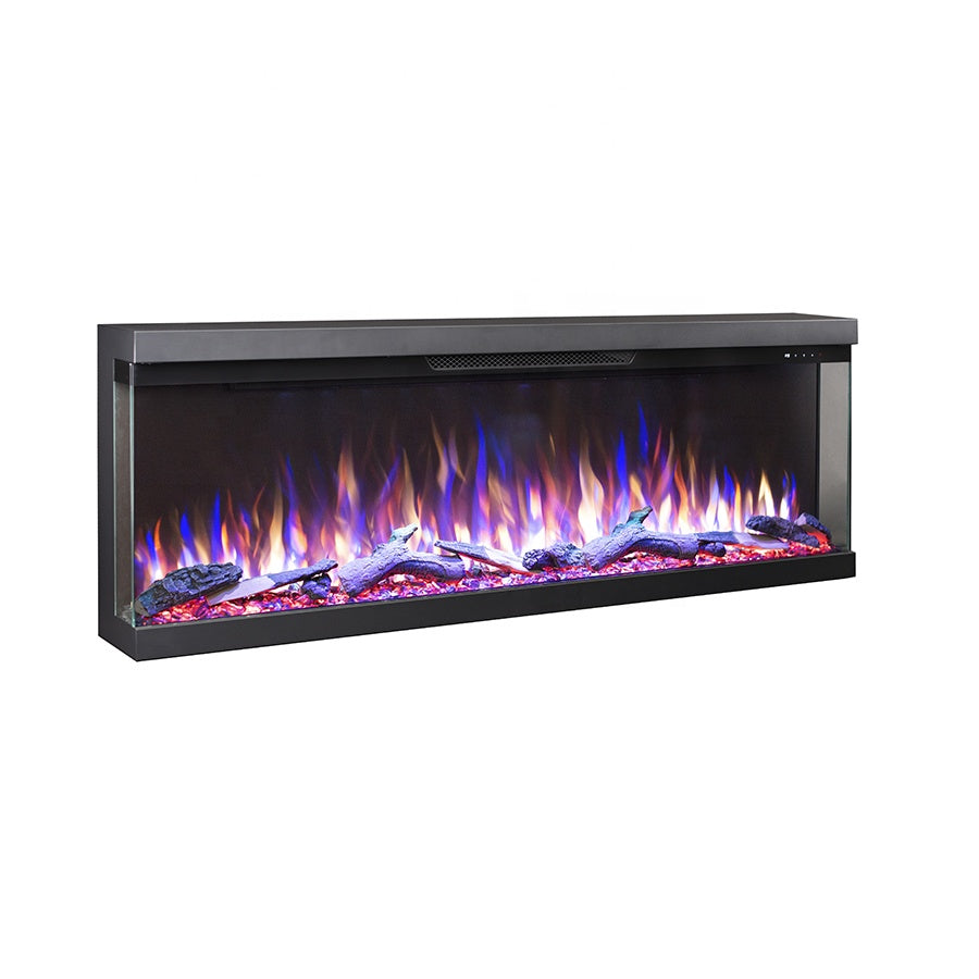 Longford 50" 3 Sided Free-Standing Viewing Built-in Recessed / Wall-mounted Heater Electric Fireplace