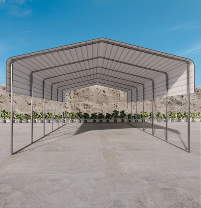 Portable Metal Steel Carport 6x9m Cream