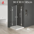 Corner Square Double Pivot Door Shower Enclosure 90X90X185cm 6mm Tempered Glass & Chrome Frame