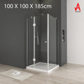Modern Corner Pivot Door Shower Enclosure - 100X100X185cm 6mm Tempered Glass