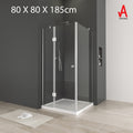 Modern Corner Pivot Door Shower Enclosure - 80X80X185cm 6mm Tempered Glass