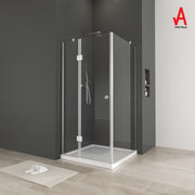 Modern Corner Pivot Door Shower Enclosure - 80X80X185cm 6mm Tempered Glass