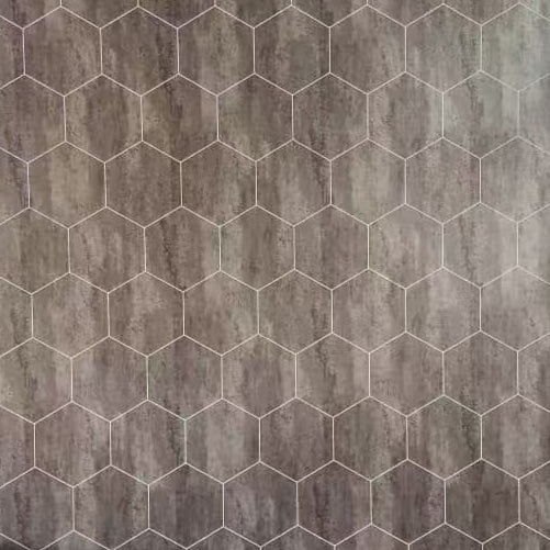 1000mm Width Interior Complicated Cutline Waterproof PVC Wall Panel Hexagon Metallic Grey