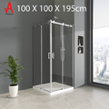 100x100 cm Double Sliding Door Shower Screen Enclosure - 6mm Toughened Glass & Stainless Steel Frame