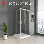 80x80cm Double Sliding Door Shower Screen Enclosure - 6mm Toughened Glass & Stainless Steel Frame