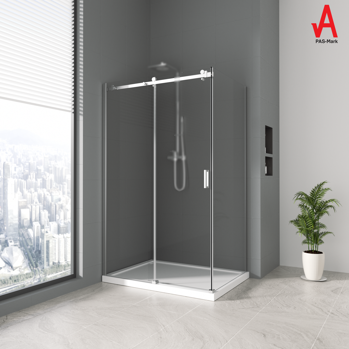 Sliding Shower Enclosure - 100x80x195cm 6mm Tempered Glass with Stainless Steel Frame