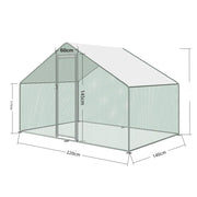 Large 2.2x1.4x1.75M Walk-in Steel Metal Chicken Coop Run Enclosure Poultry Cage