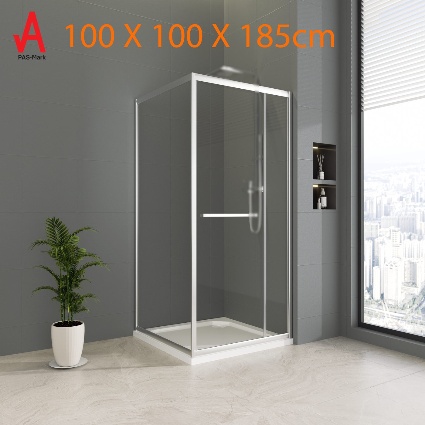 100 x 100 x 185cm In-fold Sliding Door Corner Shower Enclosure Chrome