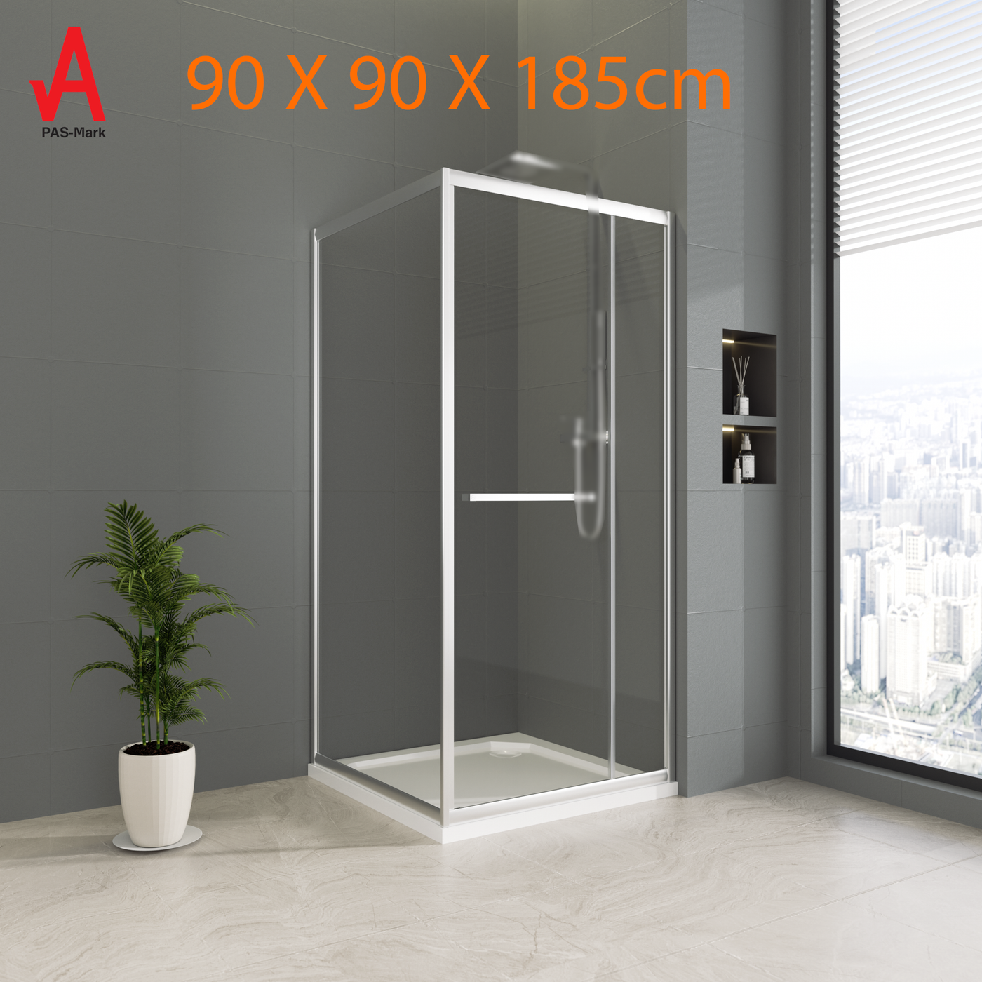 90 x 90 x 185cm In-fold Sliding Door Corner Shower Enclosure Chrome