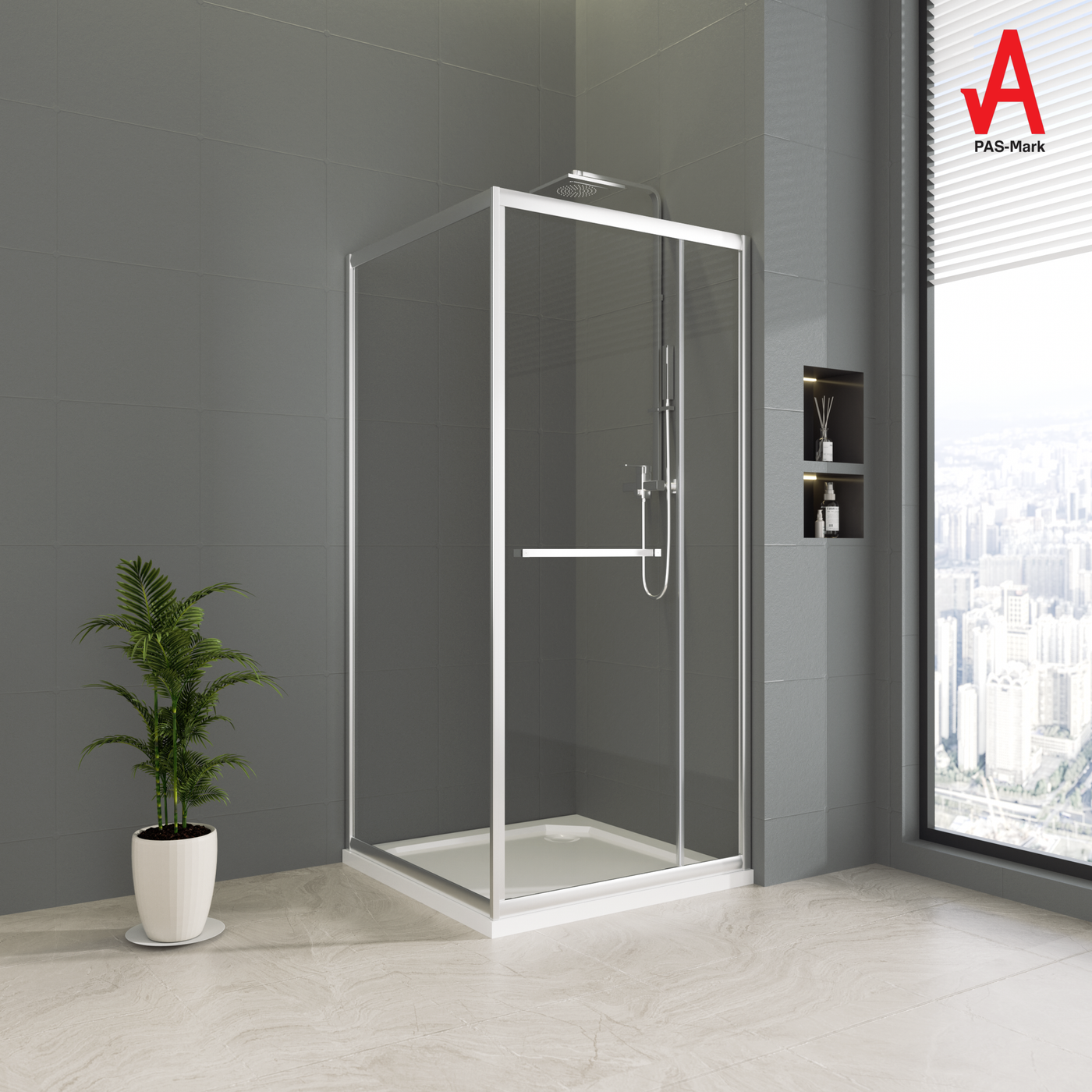 100 x 100 x 185cm In-fold Sliding Door Corner Shower Enclosure Chrome