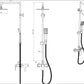 2-Function Shower Column Set – Square Rain Shower & Handheld with Adjustable Rail