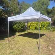 Premium 3X3m Aluminum HEX 40 Folding Gazebo Marquee Pop Up Outdoor Canopy 3 Sided Wall White
