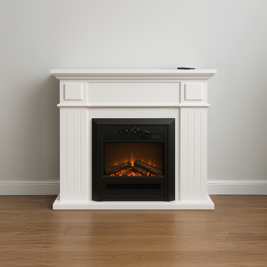 George 2000W Electric Fireplace 23" Heater 1090cm Mantel Frame White
