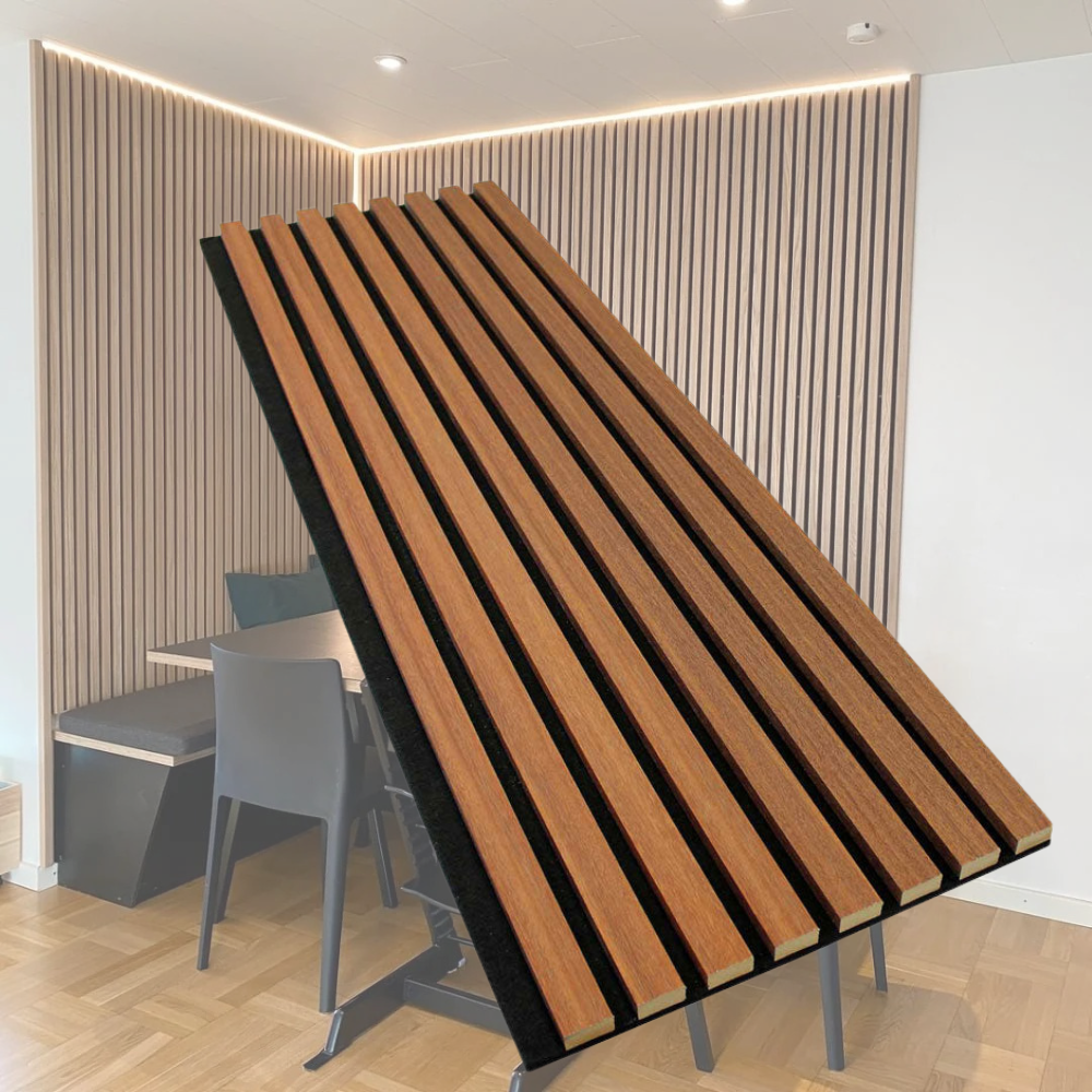 Premium Wooden Slat Acoustic Wall Panels Smoke Oak 2700x600mm