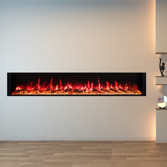 Lumi 100 inch Narrow Trim Seamless Built-in/Recessed & Wall-Mounted Electric Fireplace Heater WIFI Bluetooth Speaker