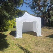 Premium 3X3m Aluminum HEX 40 Folding Gazebo Marquee Pop Up Outdoor Canopy 3 Sided Wall White