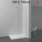 1000 x 1900mm | 6mm Toughened Safety Glass Shower Screen with Stainless Steel Support Bar & Premium Fittings