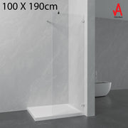 1000 x 1900mm | 6mm Toughened Safety Glass Shower Screen with Stainless Steel Support Bar & Premium Fittings