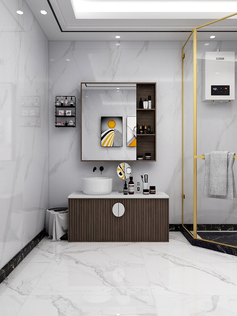 Tongue and Groove Interlocking Hollow PVC Panels-1000mm Width White Marble Gloss