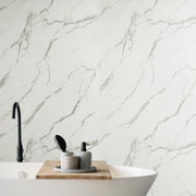 Tongue and Groove Interlocking Hollow Waterproof Waterproof PVC Panels-1000mm Width White Marble Gloss