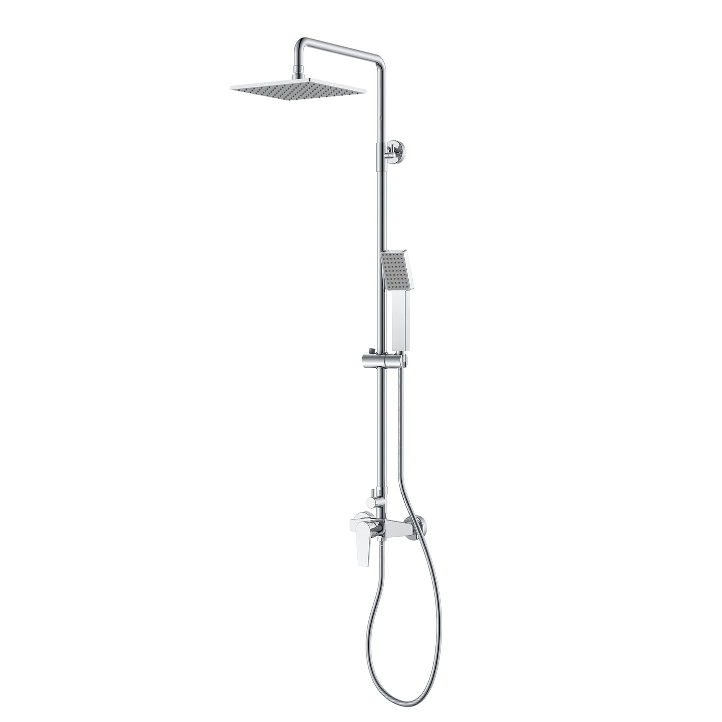 2-Function Shower Column Set – Square Rain Shower & Handheld with Adjustable Rail