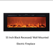Victoria 55" Black Built-in Recessed / Wall mounted Heater Electric Fireplace