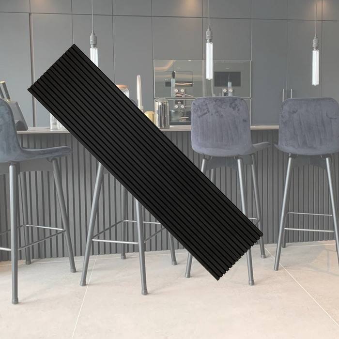 Premium Wooden Slat Acoustic Wall Panels Black Oak 2400x600mm