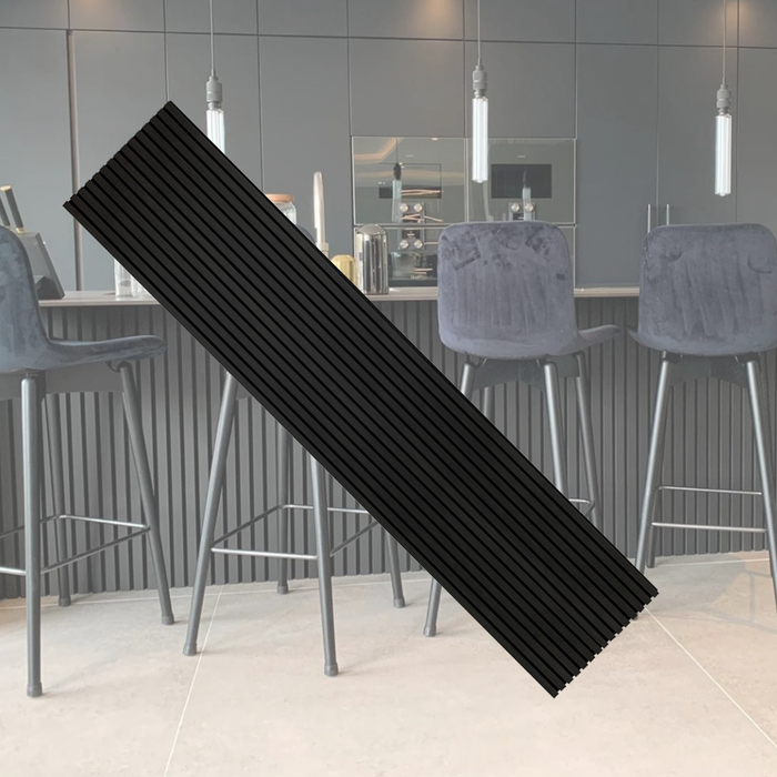 Premium Wooden Slat Acoustic Wall Panels Black Oak 2700x600mm