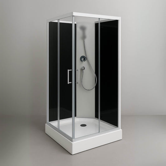 900x900x2000mm Black Shower Screen Cubicle Enclosure W/T Base Bathroom AD1806