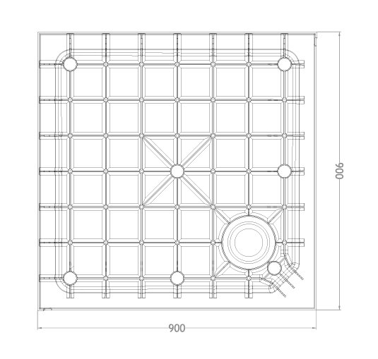 Square SMC Shower Tray Base 900x900x120mm White + Waste