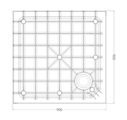 Square SMC Shower Tray Base 900x900x120mm White + Waste