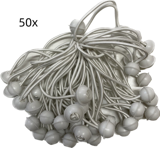 50x 16cm Long Elastic Ball Rope Bungee Cord Tarp Tie Down Strap Camping Tent Luggage Cords