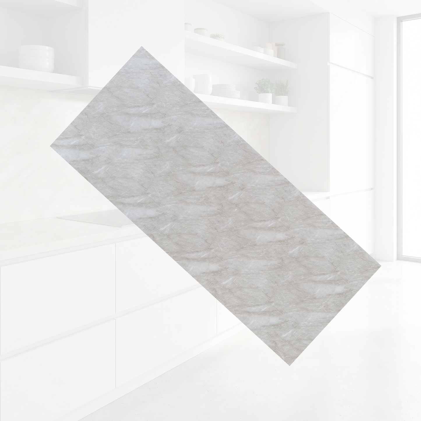 Tongue and Groove Interlocking Hollow Waterproof PVC Panels-1000mm Width Beige Marble Gloss