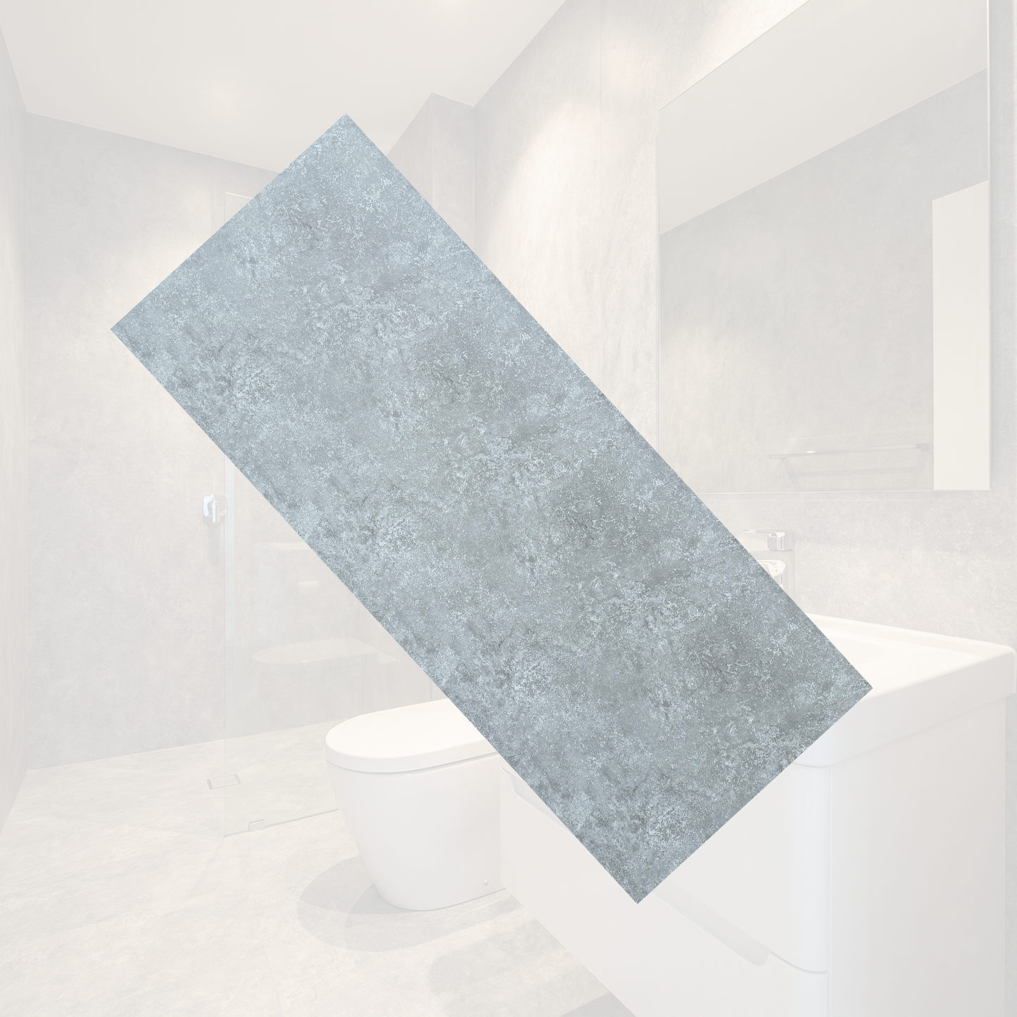 Tongue and Groove Interlocking Hollow Waterproof PVC Panels-1000mm Width Grey Concrete