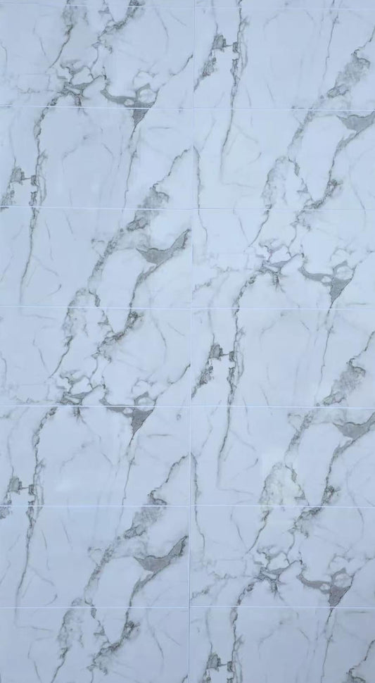 Tongue and Groove Interlocking Hollow Waterproof PVC Panels-600mm Width Carrera Marble Tiles