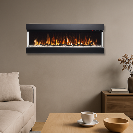 Lucia 60 inch 3 Sided Wall Mounted and Recessed/ Insert Electric Fireplace Heater