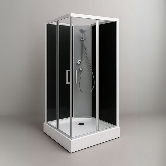 900x900x2000mm Black Shower Screen Cubicle Enclosure W/T Base Bathroom AD1806
