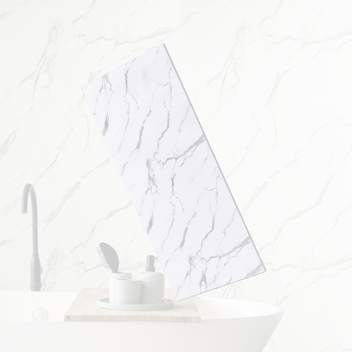 Tongue and Groove Interlocking Hollow Waterproof Waterproof PVC Panels-1000mm Width White Marble Gloss