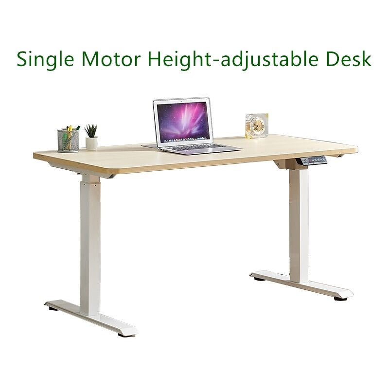 Electric Height-Adjustable Standing Desk Single Motor 150x70cm Grey Frame Maple Top