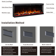 Longford 50" 3 Sided Free-Standing Viewing Built-in Recessed / Wall-mounted Heater Electric Fireplace