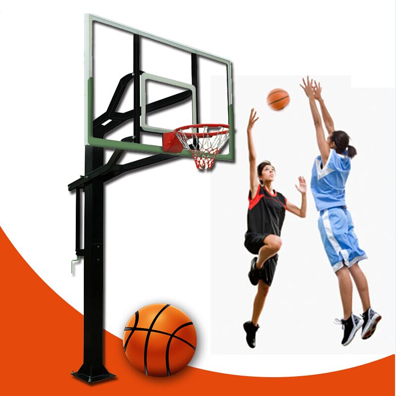 72 inch Professional In-ground Basketball System with Hoop Tempered Glass Backboard